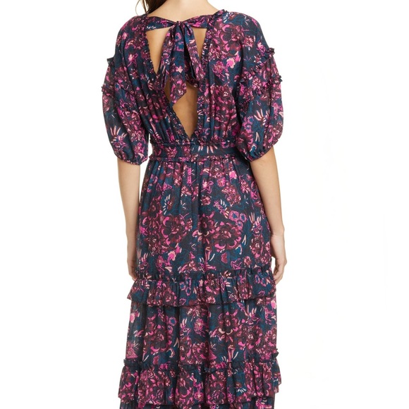 Ulla Johnson Amora Tie Back Floral Ruffle Midi Dress 6 - Picture 14 of 16
